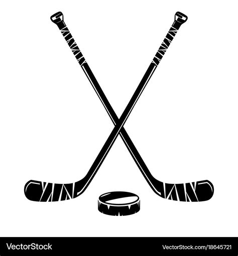 Hockey sticks and puck Royalty Free Vector Image