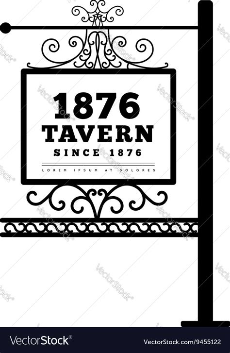 Tavern sign metal frame with curly elements Vector Image