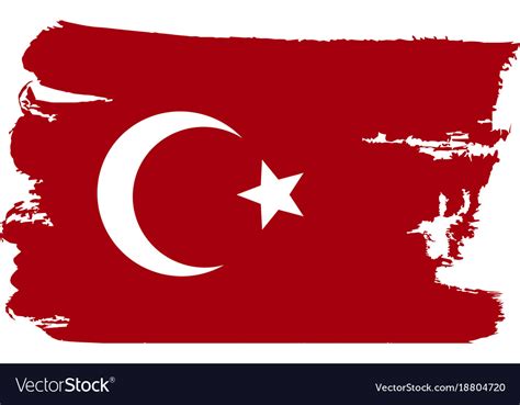 Turkey flag painted by brush hand paints art flag Vector Image