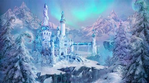 Download Majestic Frozen Castle Amidst a Winter Wonderland | Wallpapers.com