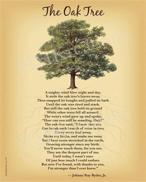 Oak Tree Poem Digital DOWNLOAD Wall Art Inspirational Printable Tree of Life Poem Nature Lover ...