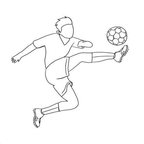 Football Line Art, Sport Sketch, Soccer Outline Drawing