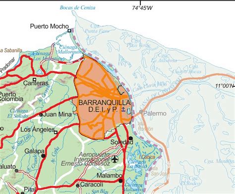 Mapas de Barranquilla - Mapa Físico, Geográfico, Político, turístico y Temático.