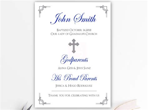 Baptism thank you card Baptism thank you card printable | Etsy