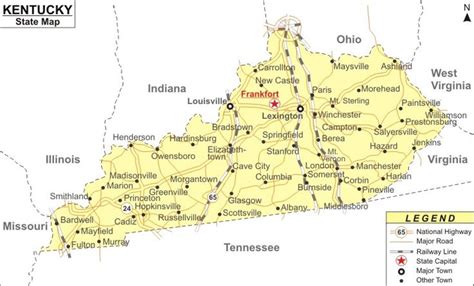 Map of Kentucky | Kentucky, United states map printable, Map