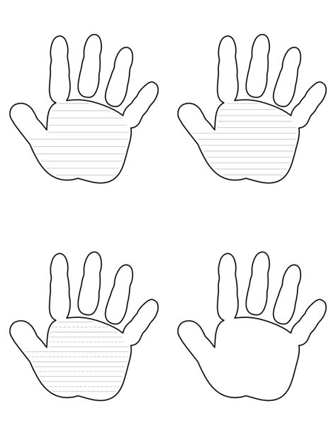 Free Printable Baby Handprint-Shaped Writing Templates