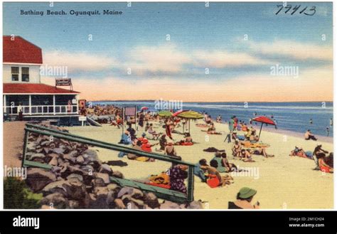 Bathing beach, Ogunquit, Maine , Beaches, Tichnor Brothers Collection ...