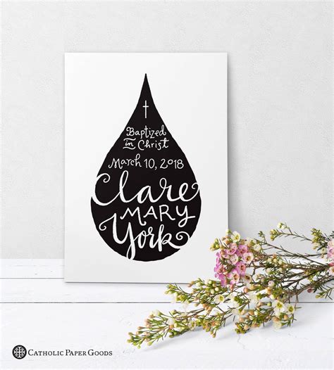 Catholic Baptism PERSONALIZED Greeting Card Black & White ...