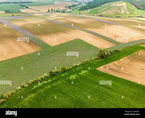 Colorful fields of Moravia, aerial view Stock Photo - Alamy