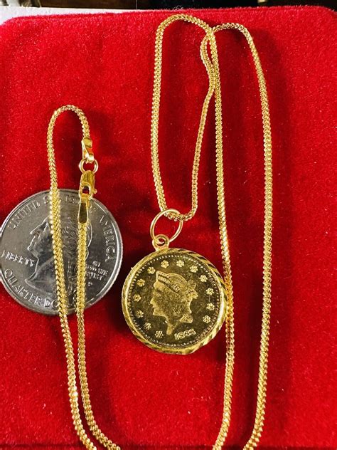 Solid 22K 916 Fine Real Gold 18” long Gold Coin Necklace 7.7g 1.5mm | eBay