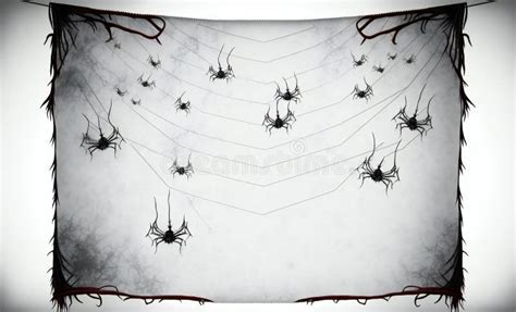 Real Creepy Spider Webs Hanging on White Banner, Creative Digital ...