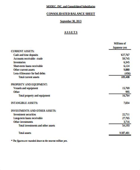 FREE 10+ Sample Balance Sheet Templates in MS Word | PDF