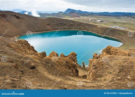 Volcano Crater Viti with Lake Inside at Krafla Volcanic Area Stock Image - Image of famous ...