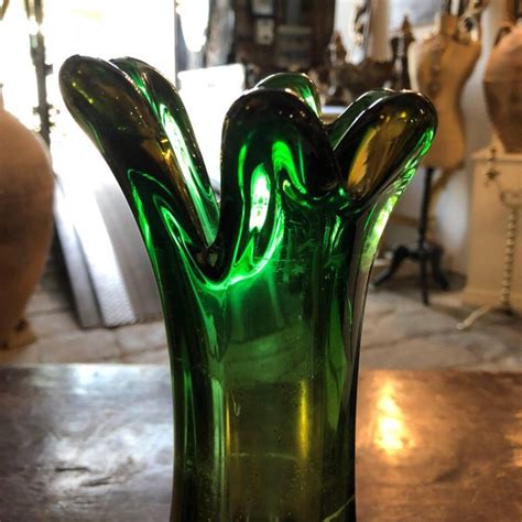 Green vintage Vase in Murano Glass - 1960s - Design Market