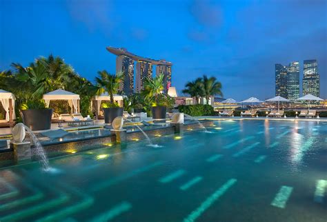 Mandarin Oriental, Singapore Hotel – Singapore – Exterior Pool Night ...