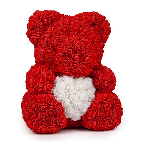 Love Heart Rose Bear Limited Edition Red (White Heart) | Valentine ...