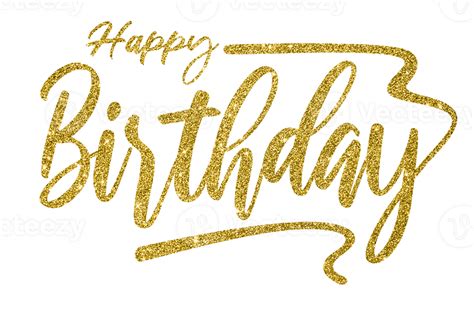 HD Happy Birthday Gold Glitter PNG