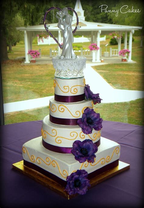 Purple & Gold Wedding Cake - CakeCentral.com