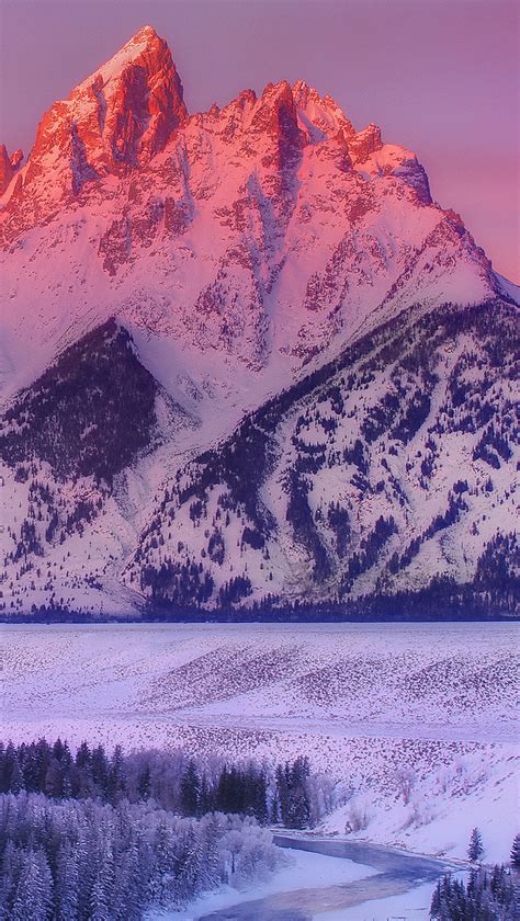 Snow mountain, dawn, sunrise, winter, HD phone wallpaper | Peakpx