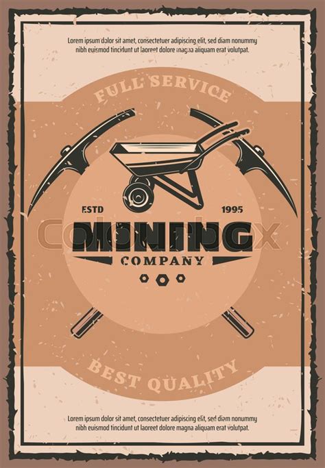 Mining industry retro banner with work ... | Stock vector | Colourbox