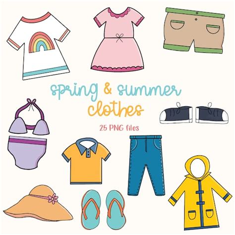 Spring Summer Clothing Clipart Clothes Clipart Spring - Etsy