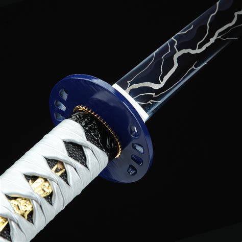 Silver Katana | Handmade Japanese Katana Sword With Blue Blade And Gray Scabbard - TrueKatana