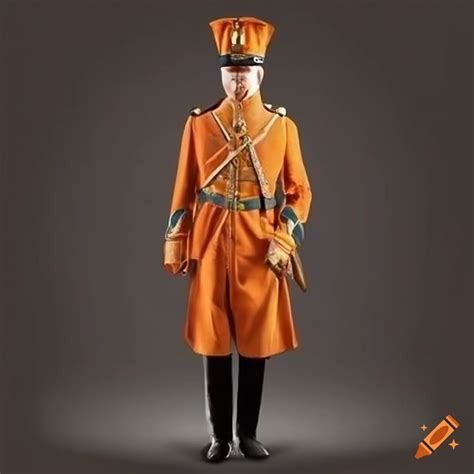 Orange victorian military uniform on Craiyon
