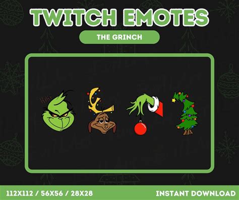 EMOTES PACK the Grinch Christmas Twitch Youtube Discord Grinch Green ...