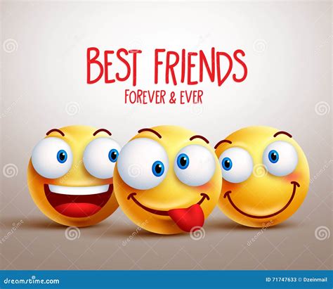 Best Friends Smiley Face Vector Design Concept with Funny Facial ...