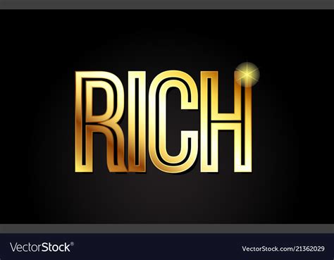 Rich word text typography gold golden design logo Vector Image