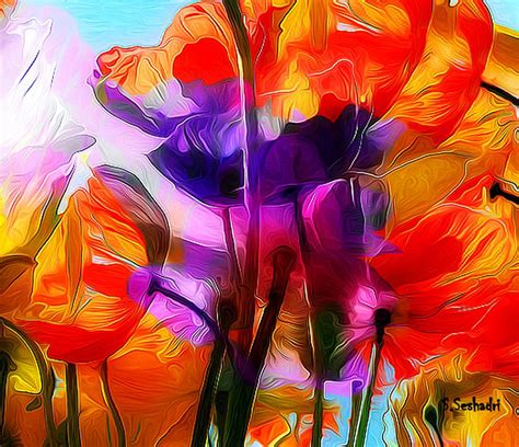 The Eternal Beauty of Flowers Painting by Seshadri Sreenivasan | Pixels