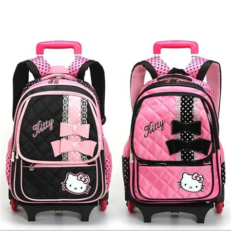 2015 Removable Children trolley School bag 6 Wheels Backpacks Bags for Girls Kids Luggage ...