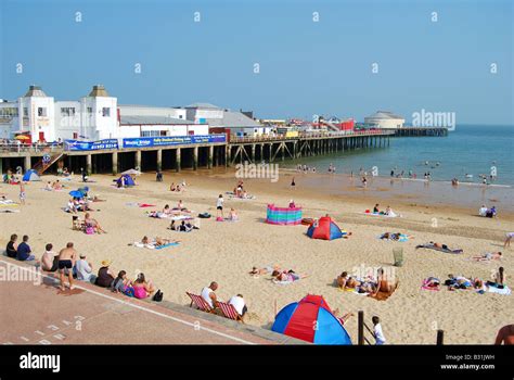 Clacton Beach and Pier, Clacton-on-Sea, Tendring District, Essex, England, United Kingdom Stock ...