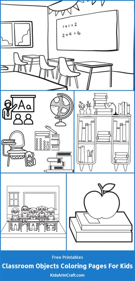 Classroom Objects Coloring Pages For Kids – Free Printables - Kids Art ...