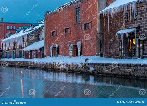 Historical Warehouse Building of Otaru Canal in Winter Stock Photo - Image of canal, snow: 140271362