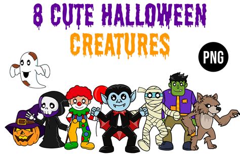 Cute Halloween Creatures Illustration Graphic by The Lunar Digital ...