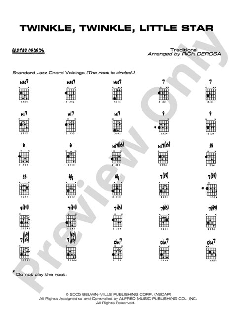 Twinkle, Twinkle Little Star: Guitar Chords: Guitar Chords Part - Digital Sheet Music Download