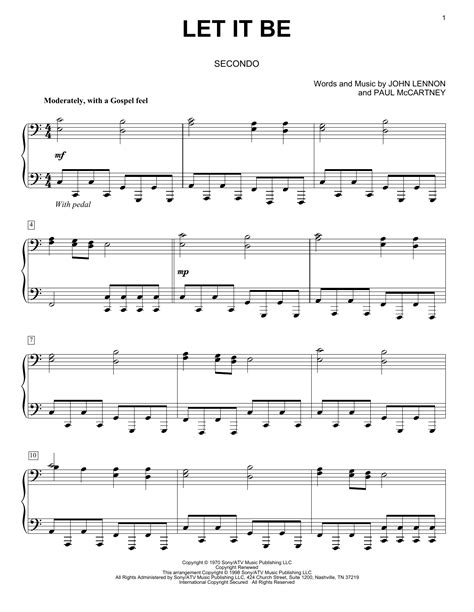 Let It Be Sheet Music | The Beatles | Piano Duet