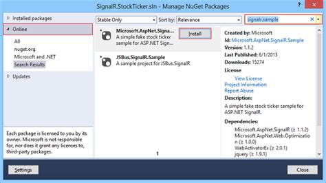 Install SignalR.Sample package