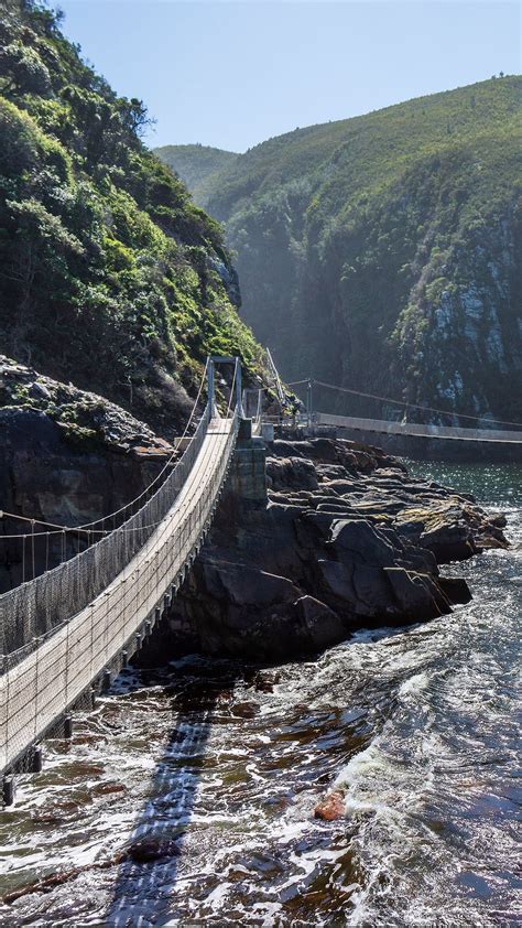 Suspension bridge over Storms River Mouth, Tsitsikamma National Park ...