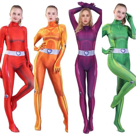 Kids-Adults-Totally-Spies-Cosplay-Costume-Printed-Superhero-Clover-Sam ...