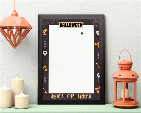 Trick or Treat Border Pdf PNG , Halloween Printable Frame, Instant Download, Halloween Candy ...