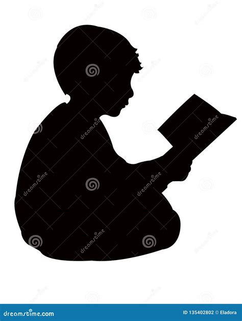 A Cute Student Boy Reading,body Silhouette Vector Stock Vector ...