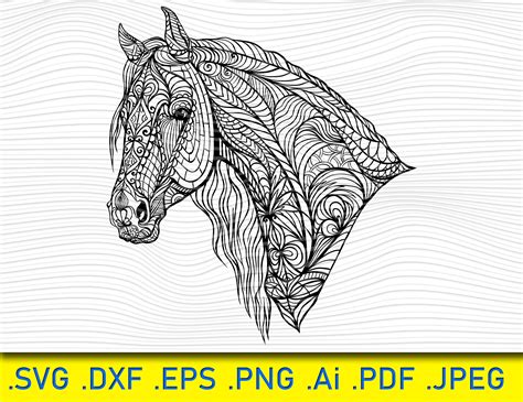 Mandala Horse SVG Paisley Print Horse Coloring Page Equine | Etsy