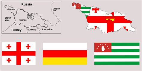 georgia,Republic of South Ossetia or the State of Alania,Republic of Abkhazia map flag icon set ...