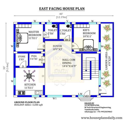 40x30 East Facing House Vastu Plan - House Designs and Plans | PDF Books