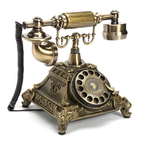 Meigar Retro Vintage Antique Style Rotary Dial Button Desk Telephone Phone Home Office Telephone ...