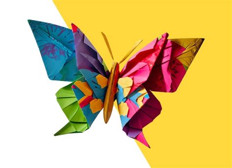 Premium PSD | Folded paper butterfly with origami technique