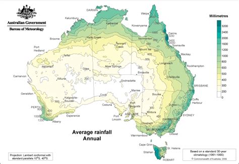 Australia's annual rainfall | Australian maps, Australia, Australia map