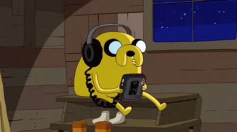 Jamming GIF - Jake Headphones Adventuretime - Discover & Share GIFs